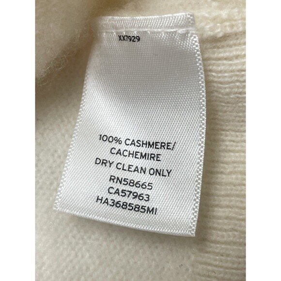 Halogen Cashmere Sweater Ivory Off-White V-Neck Long Sleeve Women's Size Medium - Picture 4 of 11